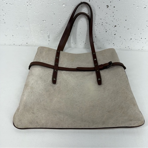 Tomas Maier Beige Canvas And Studded Leather Tote Bag - Picture 8 of 16
